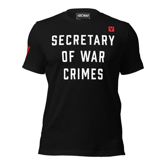 Secretary of War Crimes cabinet accountability satire protest t-shirt — VOICWAR