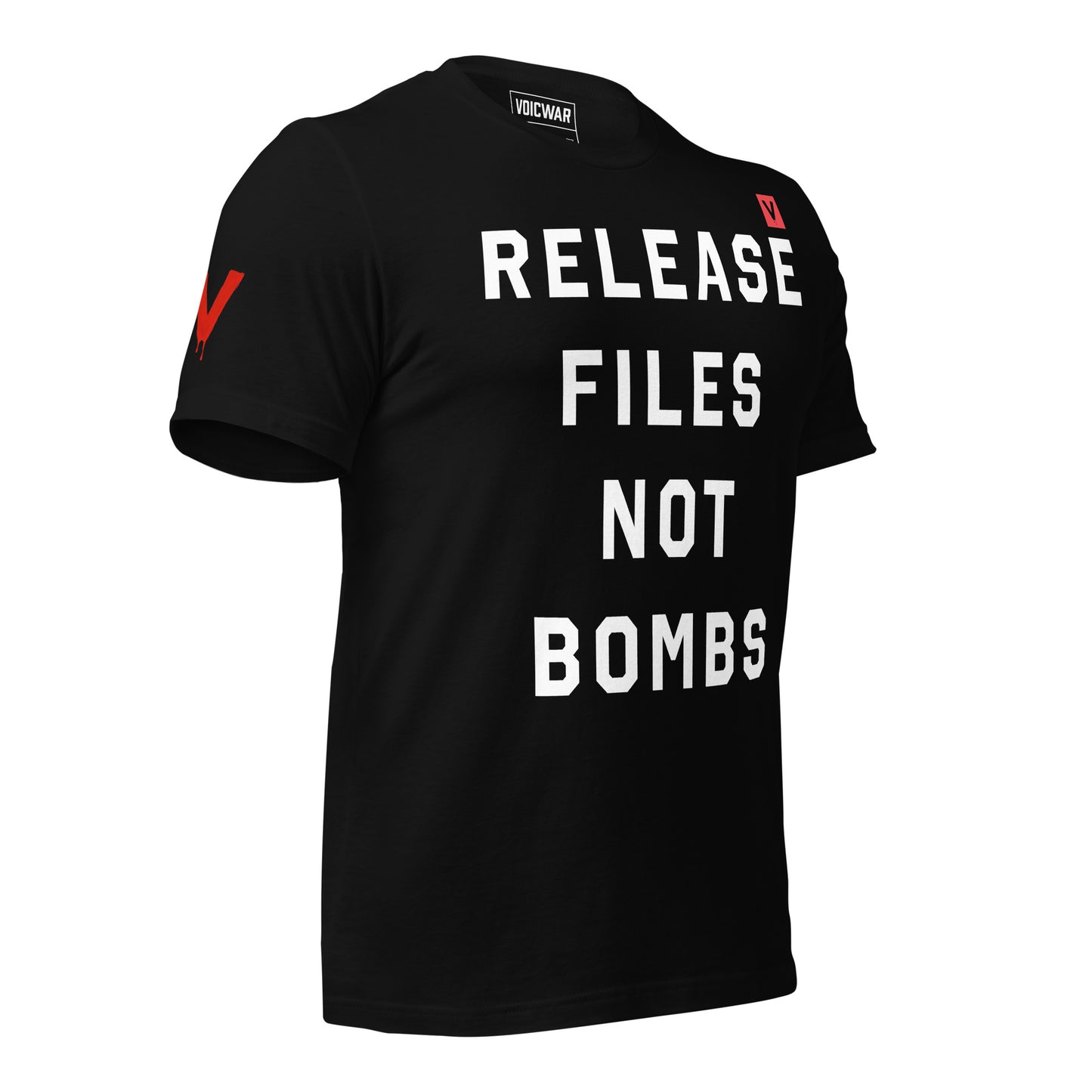 Release Files Not Bombs government transparency anti-war protest t-shirt — VOICWAR