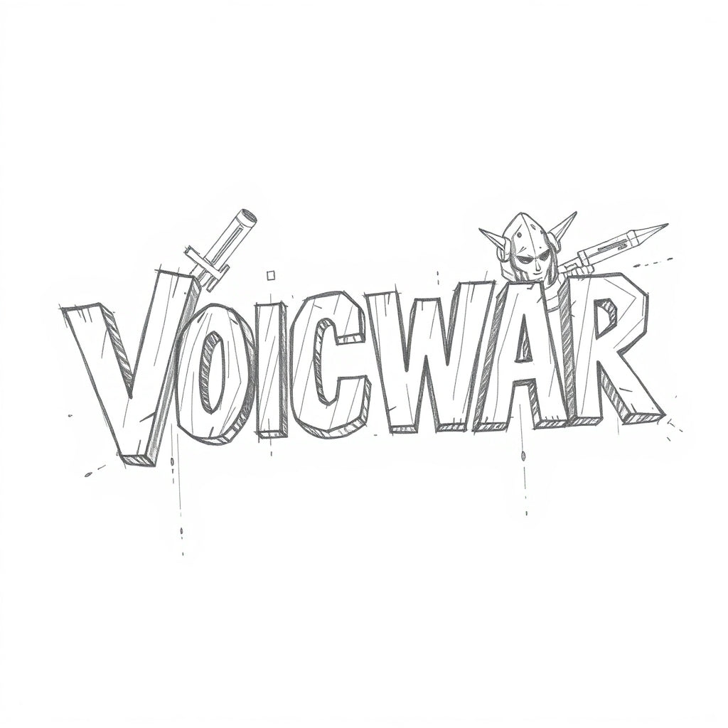 The word VOICWAR sketched out with tiny cartoon doodles decorating the V and the A. 