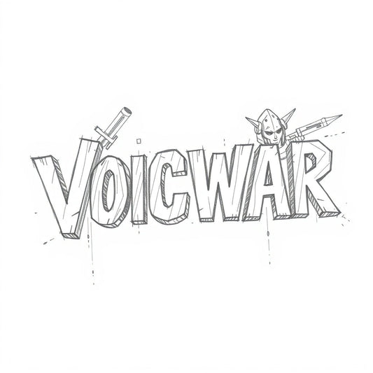 The word VOICWAR sketched out with tiny cartoon doodles decorating the V and the A. 