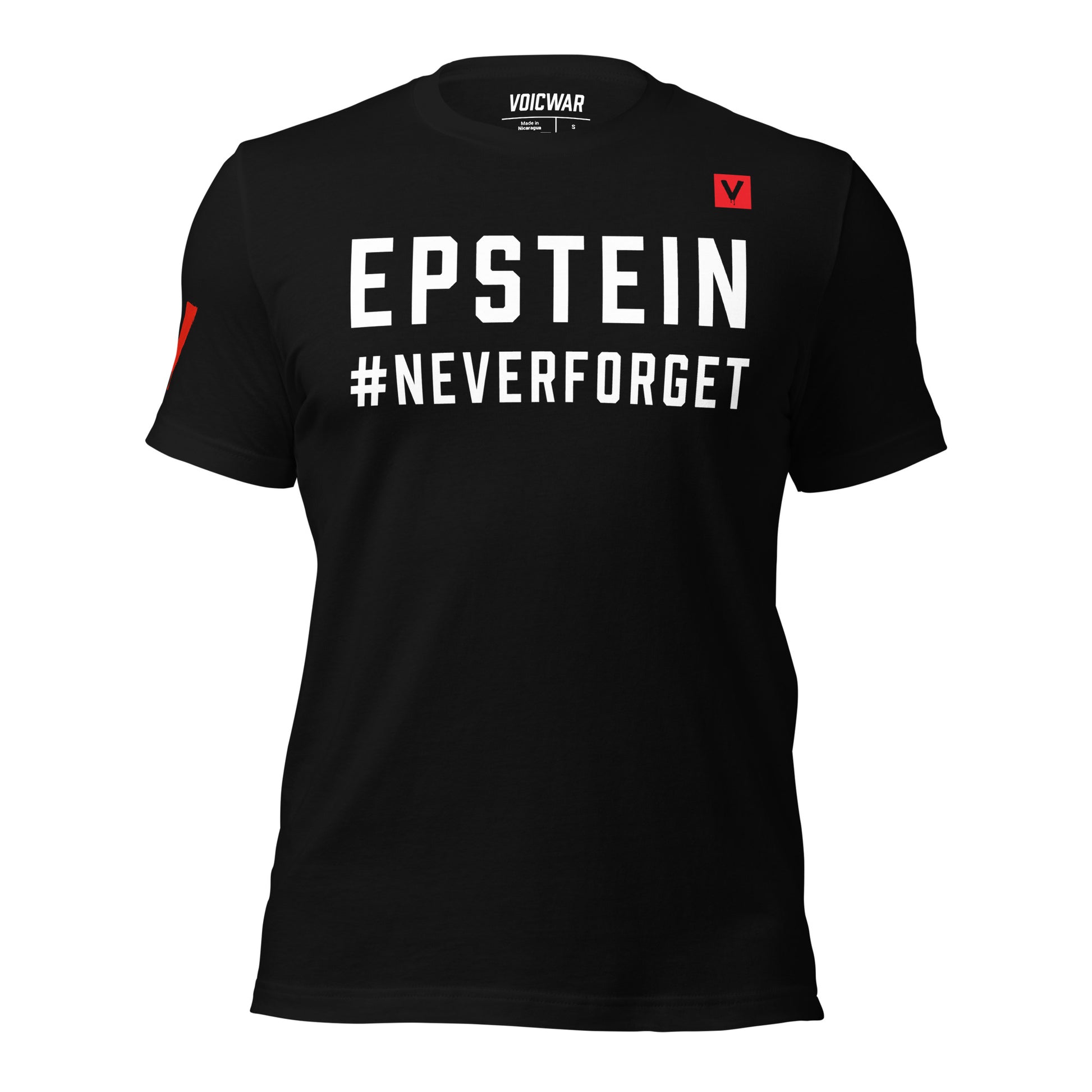 Epstein Never Forget accountability protest t-shirt — VOICWAR