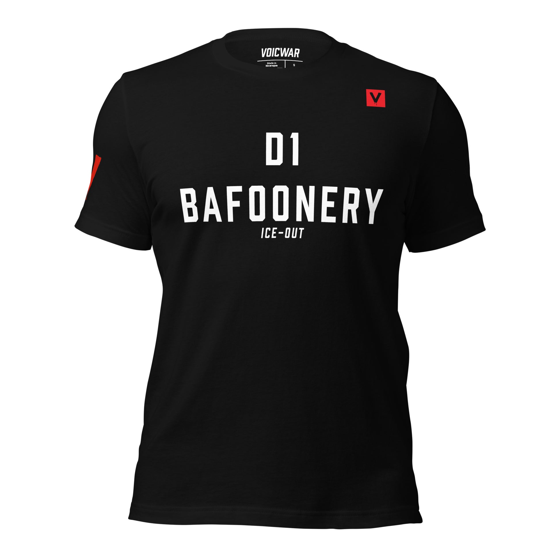D1 Bafoonery ICE OUT anti-ICE sports satire protest t-shirt — VOICWAR