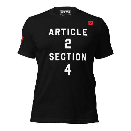 Article 2 Section 4 impeachment clause constitutional protest t-shirt — VOICWAR