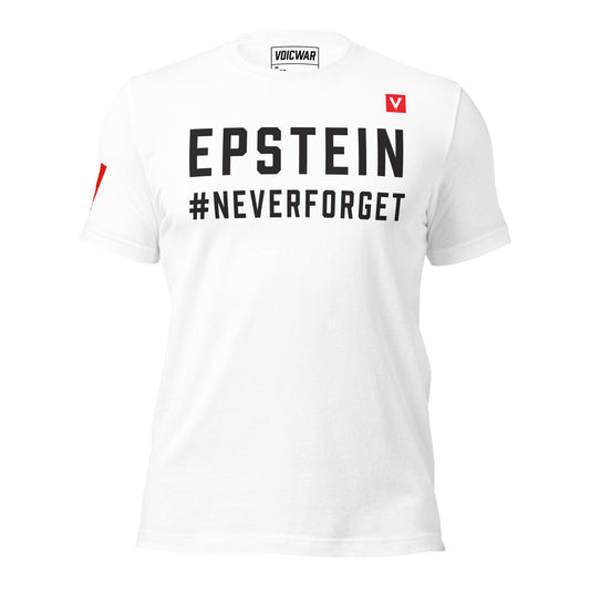 Epstein Never Forget accountability protest t-shirt — VOICWAR