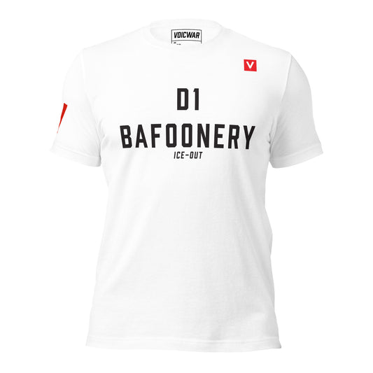 D1 Bafoonery ICE OUT anti-ICE sports satire protest t-shirt — VOICWAR