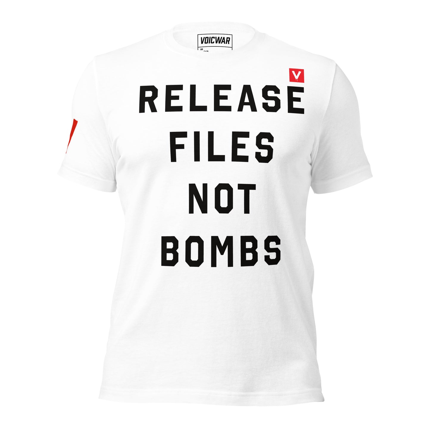 Release Files Not Bombs government transparency anti-war protest t-shirt — VOICWAR