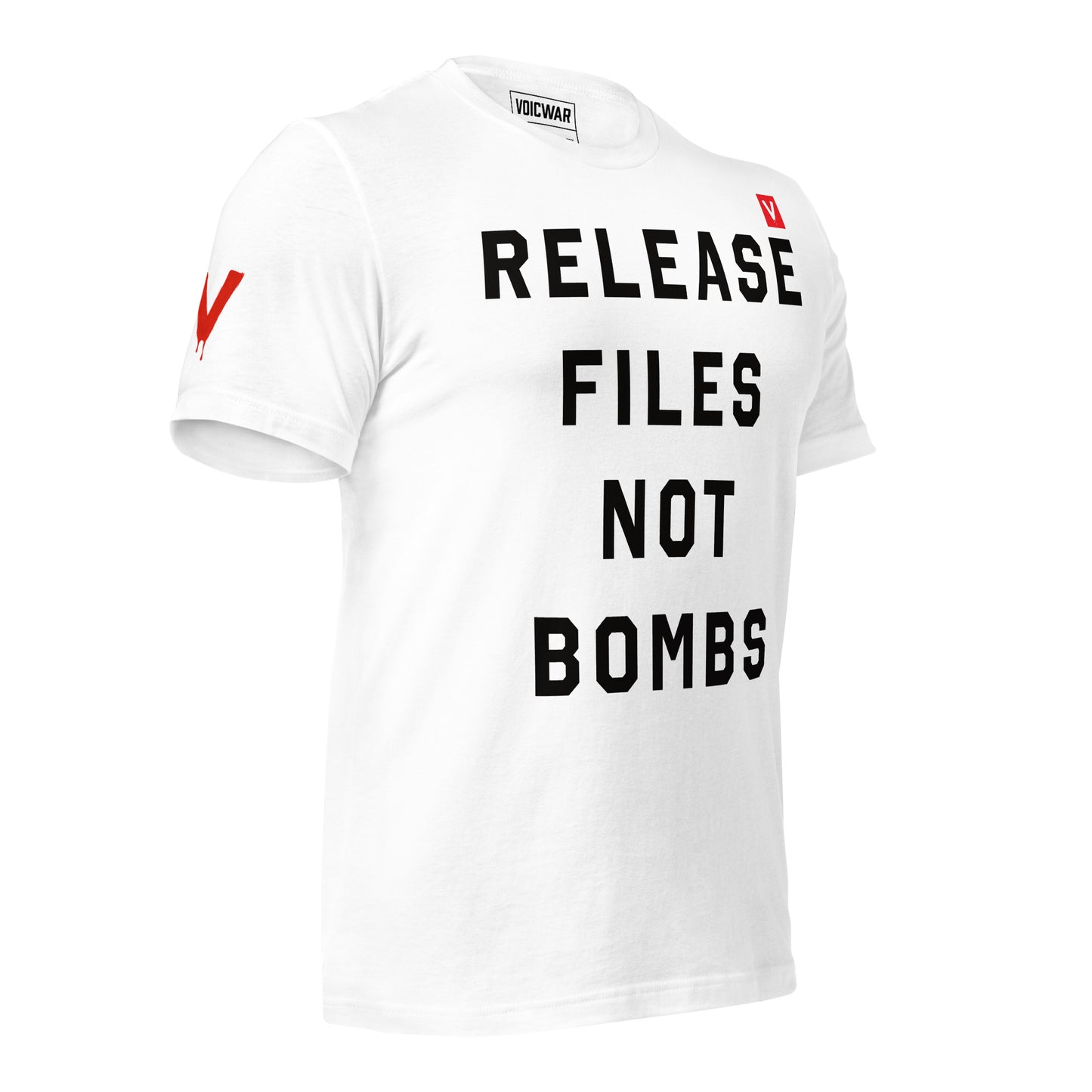 Release Files Not Bombs government transparency anti-war protest t-shirt — VOICWAR