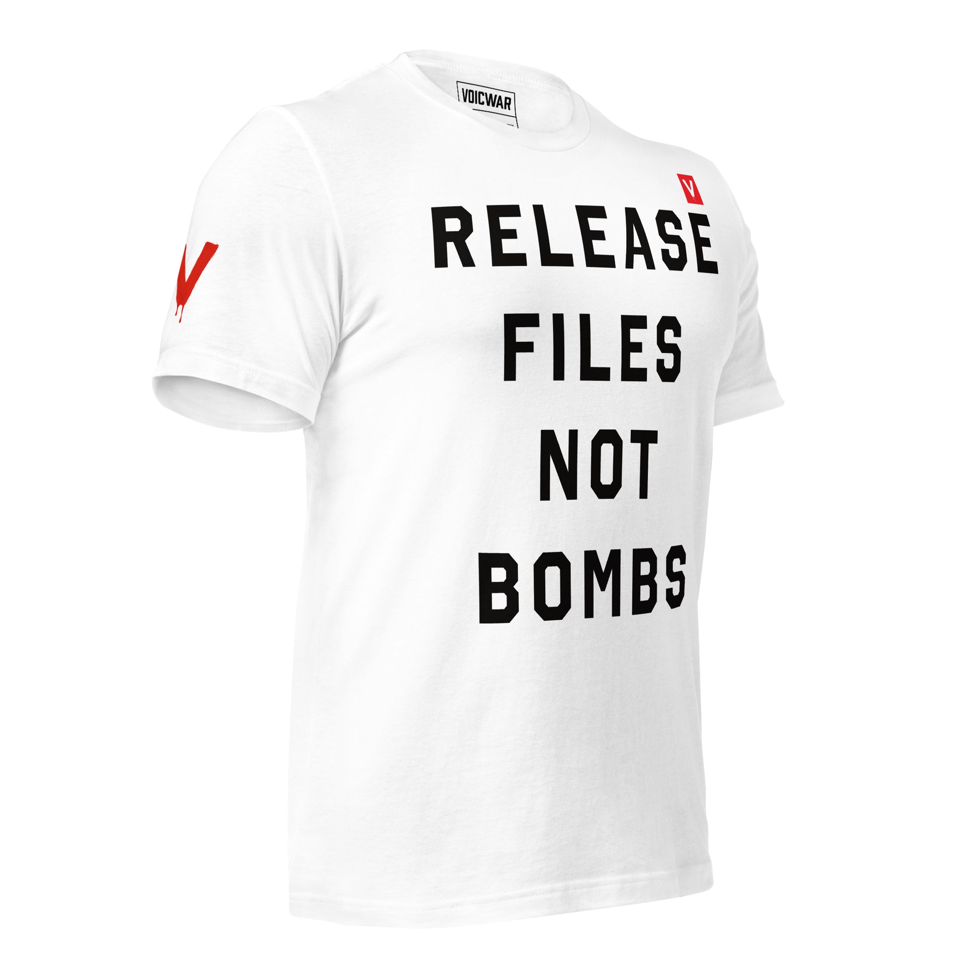 Release Files Not Bombs government transparency anti-war protest t-shirt — VOICWAR